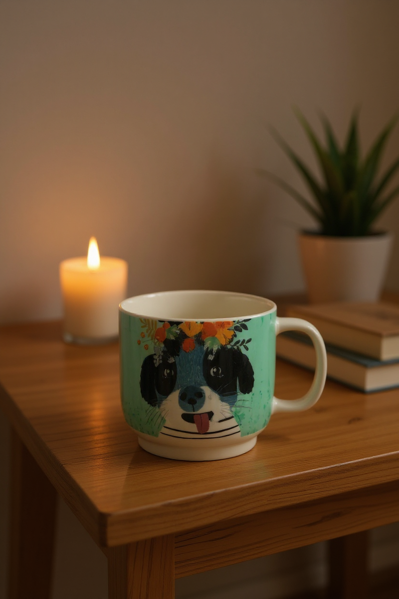 Adorable Puppy Blossom Crown Mug