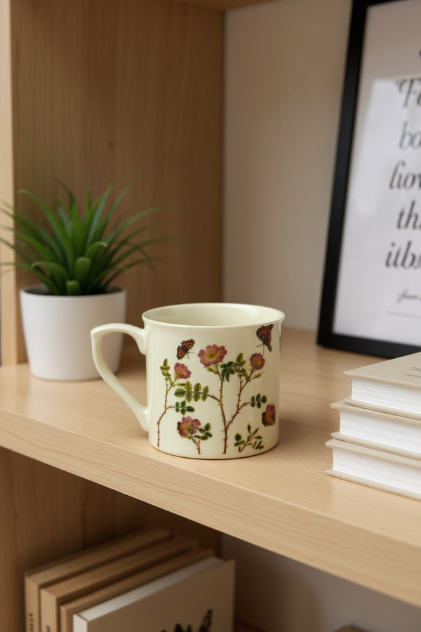 White Floral Blossom Ceramic Mug