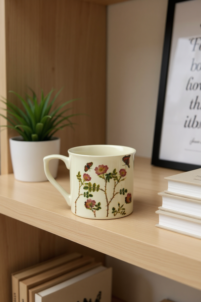 White Floral Blossom Ceramic Mug