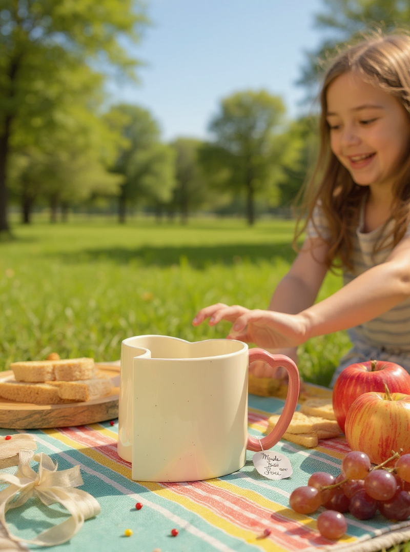 Heart-Shaped Love Blossom Mug with Pink Heart Handle