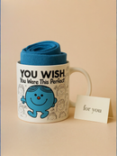 Little Miss 'You Wish You Wore This Perfect' White Ceramic Mug with Blue Socks | Gift for Style Lovers