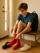 Marvel Icon Black Mug &amp; Red Socks Gift Set | Gift for Marvel Fans