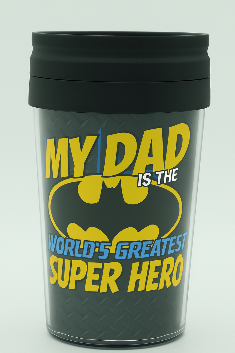 DC Batman My Dad is the World’s greatest Superhero Travel Tumbler