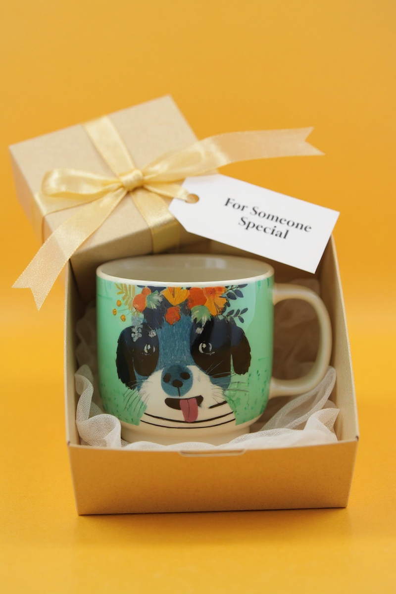 Adorable Puppy Blossom Crown Mug