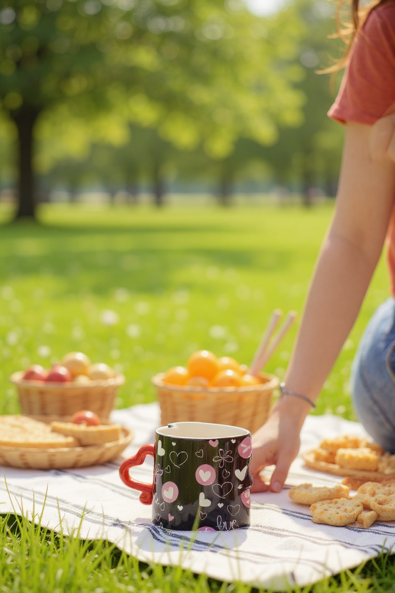 Heart-Handle Floral and Heart Harmony Mug