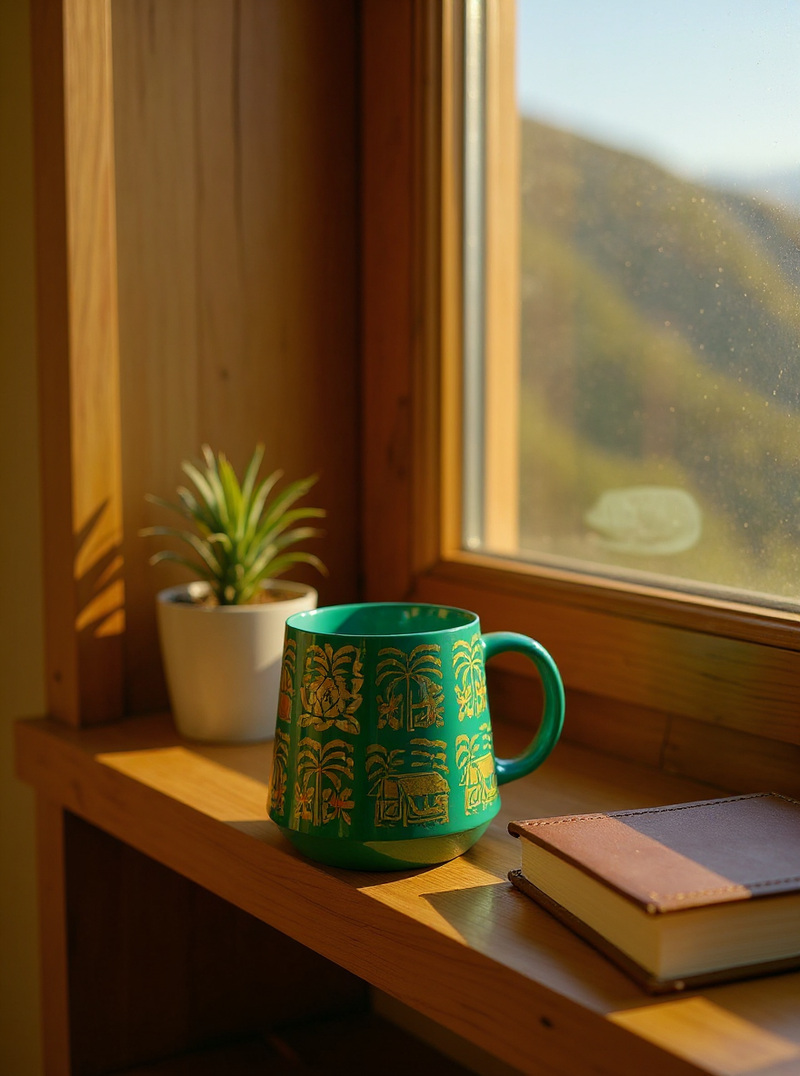 Tropical Teal and Gold Oasis Mug