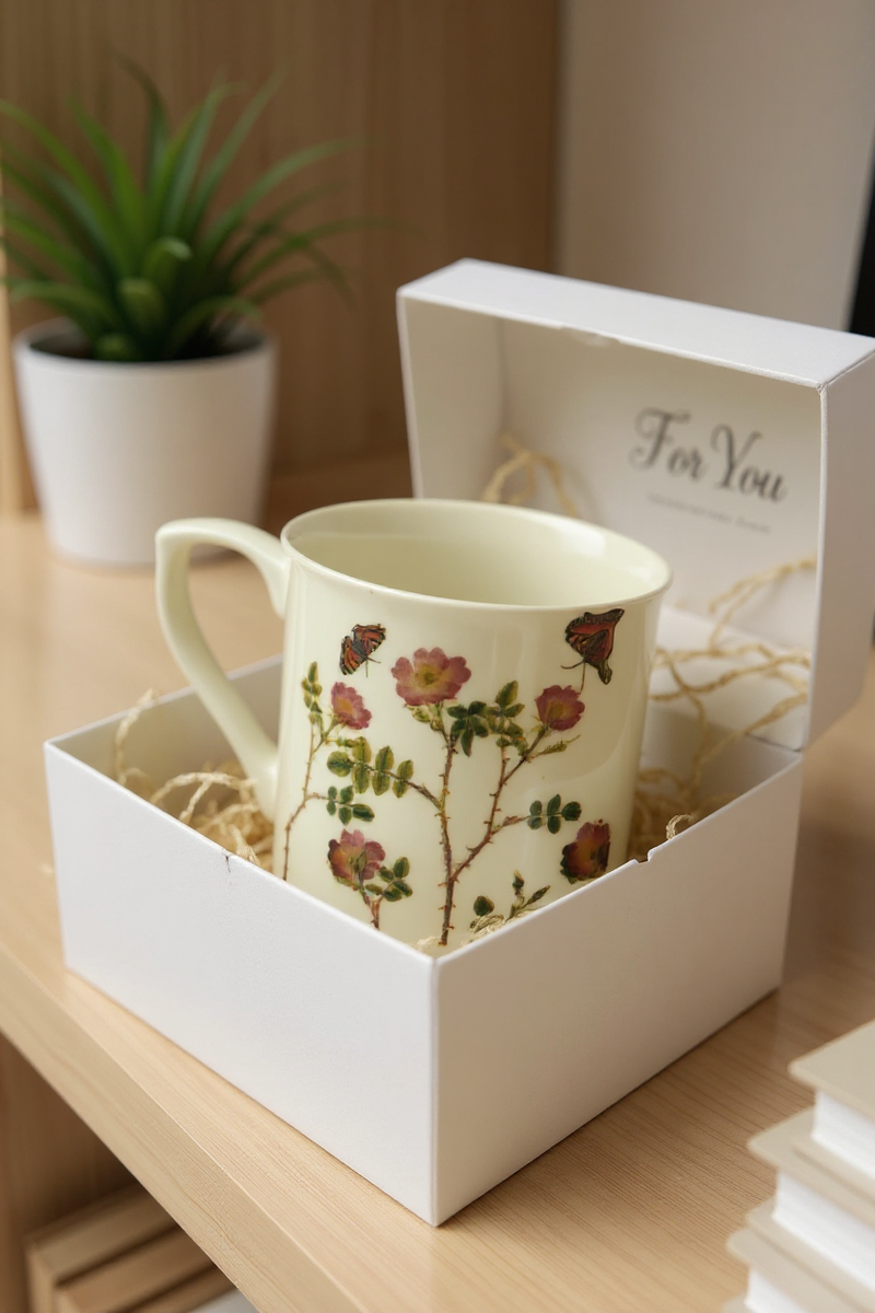 White Floral Blossom Ceramic Mug