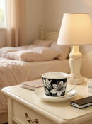 Black and White Lily Elegance Cup and Saucer Set