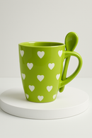 Kawaii Emerald Delight Mug with Spoon | Gift for Cute Enthusiasts