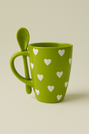 Kawaii Emerald Delight Mug with Spoon | Gift for Cute Enthusiasts