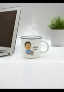 White Harmony Cartoon Man Ceramic Mug | Gift for Culture Enthusiast