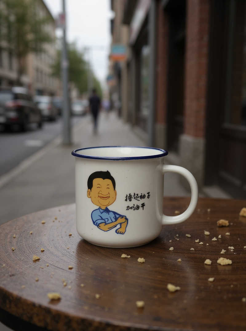 White Harmony Cartoon Man Ceramic Mug | Gift for Culture Enthusiast