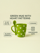 Kawaii Emerald Delight Mug with Spoon | Gift for Cute Enthusiasts