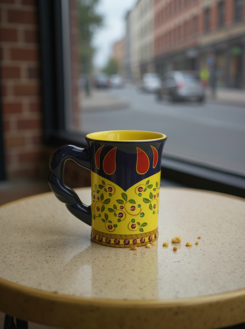 Yellow &amp; Blue Apple Harvest Ceramic Mug | Gift for Fruit Lovers