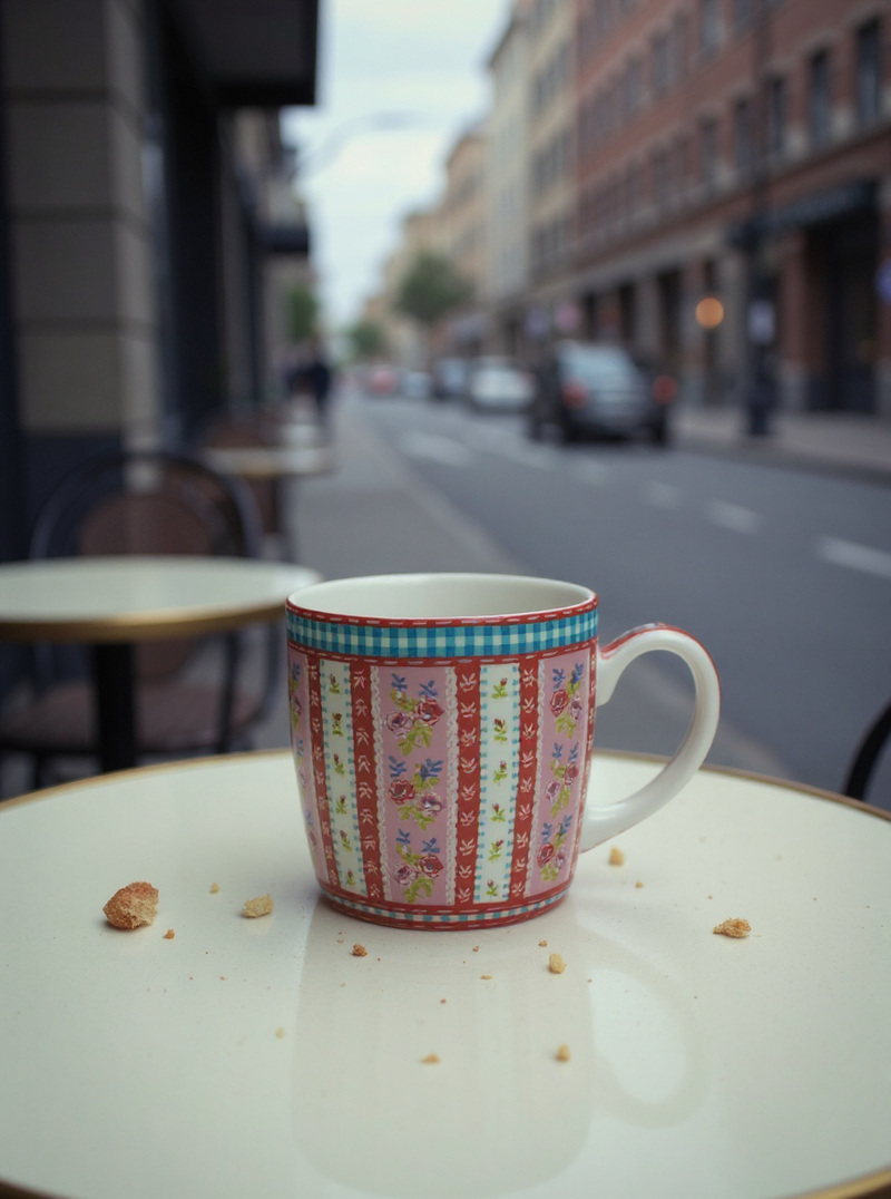 Pink &amp; Red Blossom Stripe Ceramic Mug | Gift for Floral Lovers&nbsp;