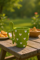 Kawaii Emerald Delight Mug with Spoon | Gift for Cute Enthusiasts