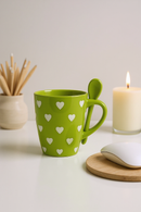 Kawaii Emerald Delight Mug with Spoon | Gift for Cute Enthusiasts
