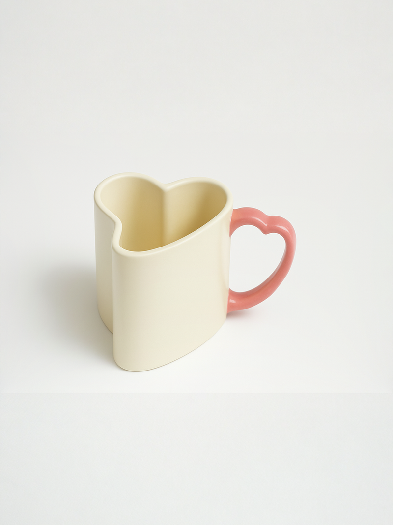 Heart-Shaped Love Blossom Mug with Pink Heart Handle