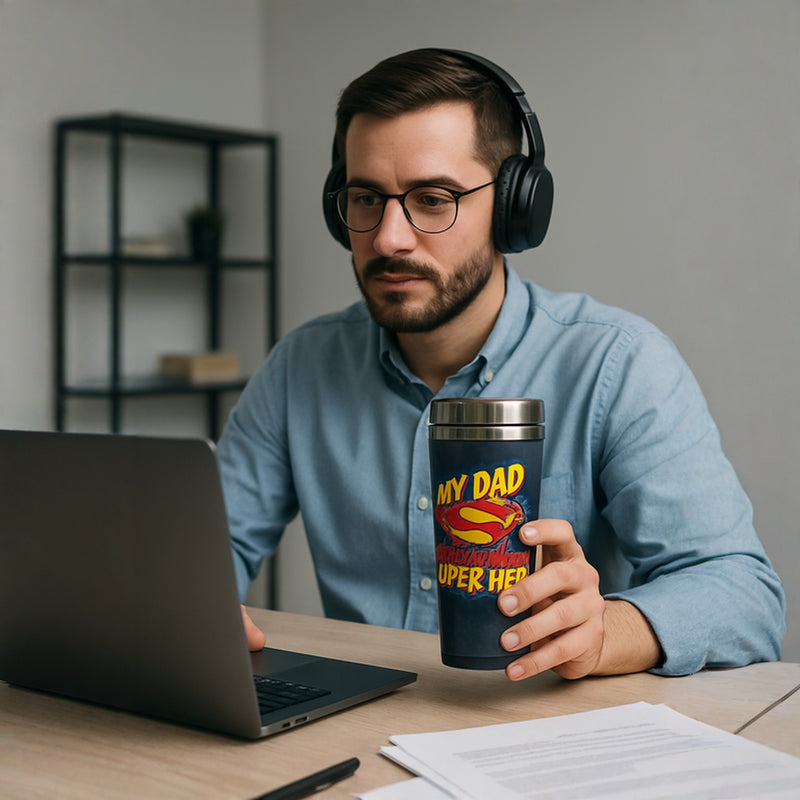 DC Comic Superman Dad Travel Mug – Double-Wall Insulation Hero Gift