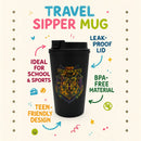 Harry Potter Hogwarts Travel Mug – Black Insulated Coffee Tumbler with Crest Logo – BPA-Free Stainless Steel Leakproof Lid Cup