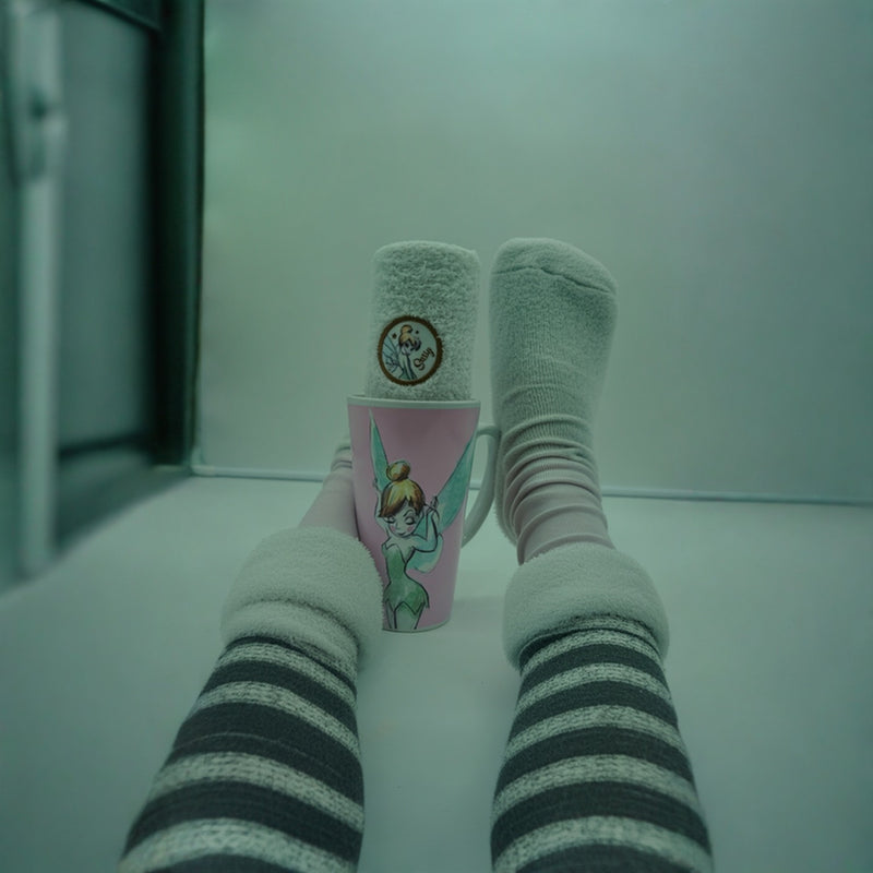 Disney Tinker Bell Fairy Mug &amp; Socks Set | Pink Girls Cozy Ceramic Cup Soft