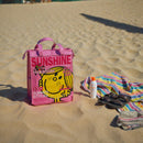 Little Miss Sunshine Plastic Tote Shopper Bag–Pink Waterproof Large PVC Shoulder Bag with Zipper