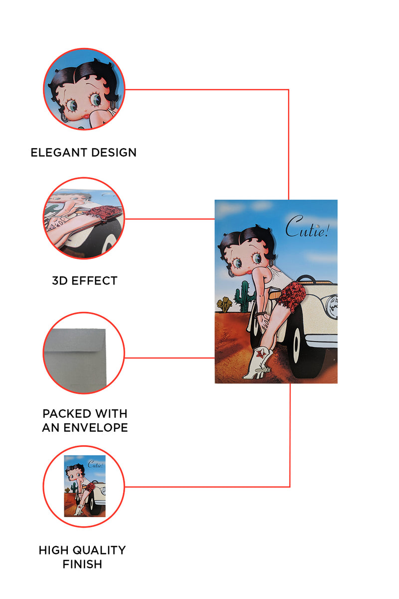 Betty Boop Cutie Decoupage Blank Greetings Card (3D)