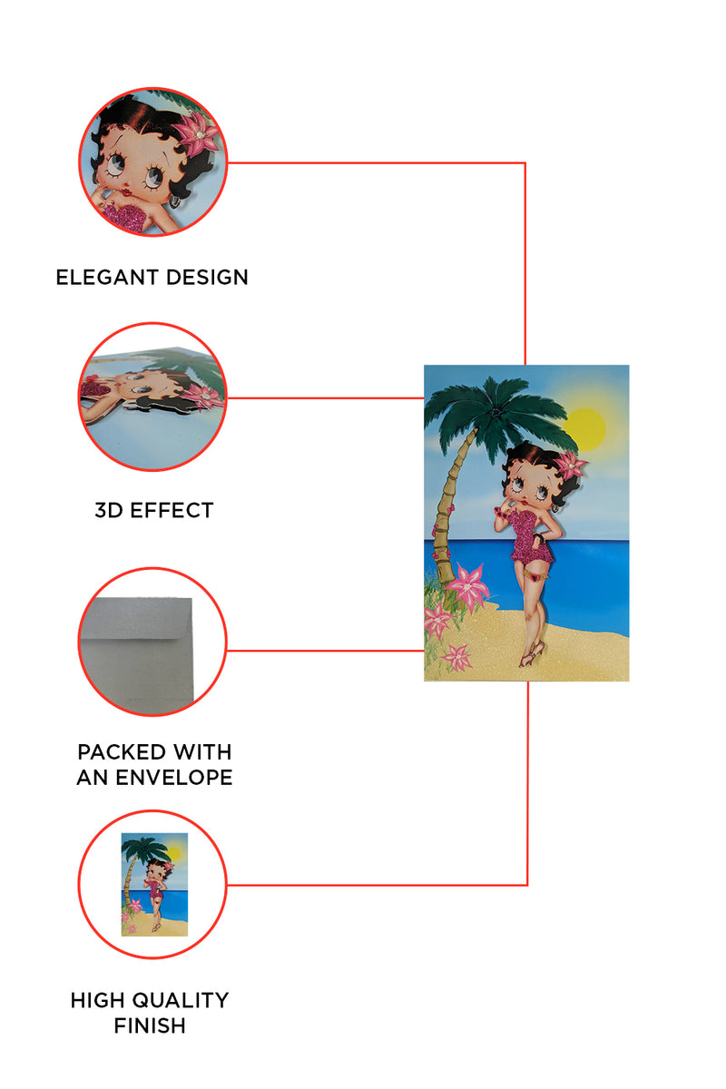 Betty Boop Decoupage Blank Greetings Card (3D)6