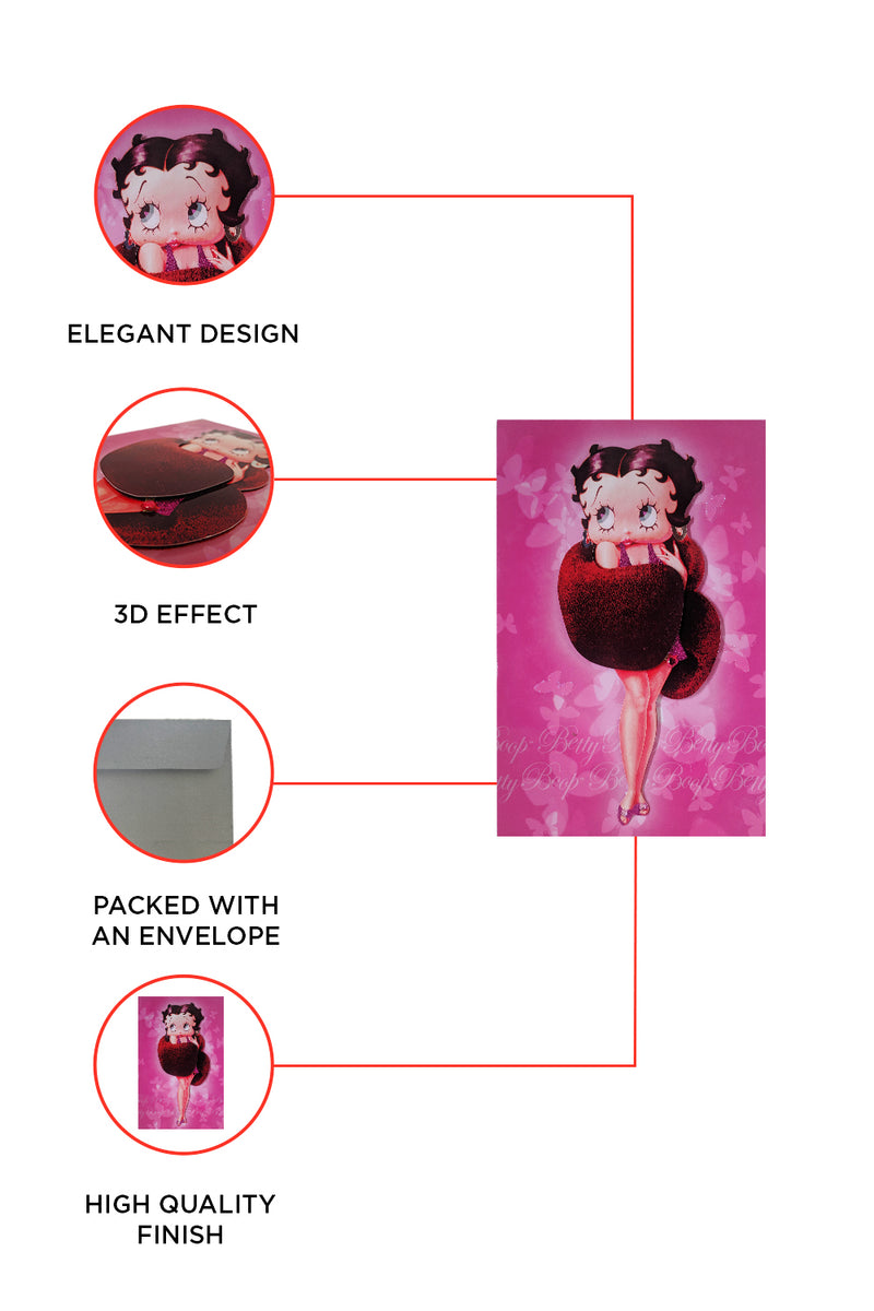 Betty Boop Winter Wrap Decoupage Blank Greetings Card (3D)