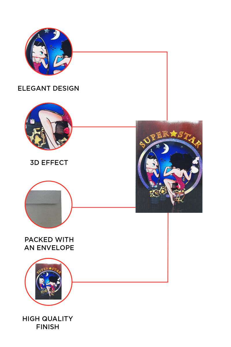 Betty Boop Superstar Decoupage Blank Greetings Card (3D)