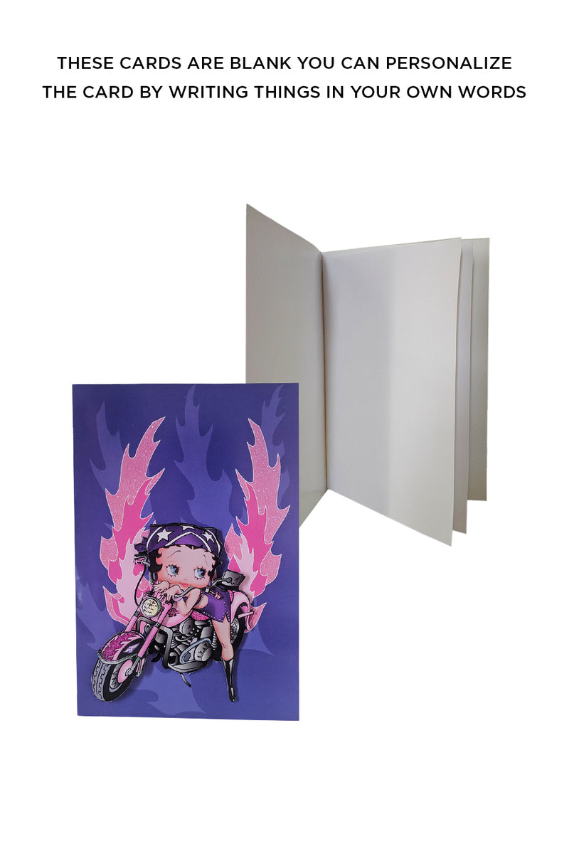 Betty Boop Biker Decoupage Blank Greetings Card (3D)