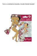 Betty Boop Fridge Magnet Beach Babe Betty is in a flowery beach wear in pink and white posing with her pet pudgy. This fridge magnet sticks easily to the fridge or any other magnetic surface where magnets can stick to. Exclusively Available at Reliance Gifts www.reliancegifts.co.uk
