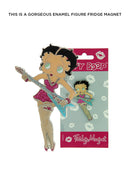 Betty Boop Fridge Magnet Rock Chick Betty is in a pink dress and posing with a guitar. This fridge magnet sticks easily to the fridge or any other magnetic surface.Betty Boop Rock Chic fridge magnet has a fine quality craftsmanship. Exclusively Available at Reliance Gifts www.reliancegifts.co.uk