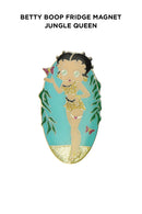 Betty Boop Fridge Magnet Jungle Queen Betty is wearing a golden animal print dress posing with butterflies. This fridge magnet sticks easily to the fridge or any other magnetic surface where magnets can stick to. Exclusively Available at Reliance Gifts www.reliancegifts.co.uk