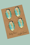 Betty Boop Fridge Magnet Jungle Queen Betty is wearing a golden animal print dress posing with butterflies. This fridge magnet sticks easily to the fridge or any other magnetic surface where magnets can stick to. Exclusively Available at Reliance Gifts www.reliancegifts.co.uk