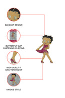 Betty Boop Lapel Pin - Flirt Betty is wearing a bright pink dress and shoes and posing.  This is a gorgeous enamel figure lapel pin badge from the popular Betty Boop Flirt range. The badge measures approximately 6.5cm (2.6”) at its longest point.  Exclusively Available at Reliance Gifts www.reliancegifts.co.uk