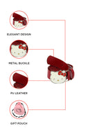 Hello Kitty PU Leather belt with White Enamel Metal Buckle - Red