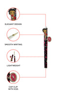 Betty Boop Black Heart Charm Pen