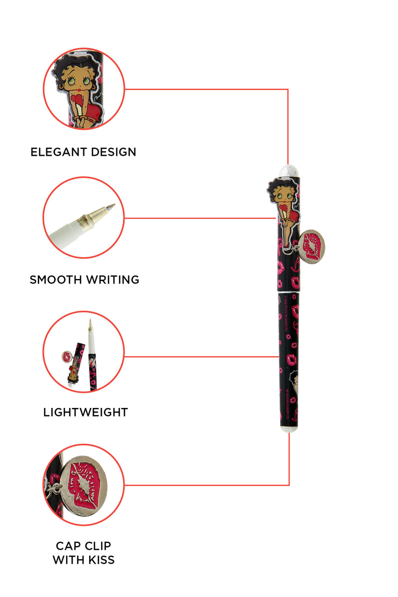 Betty Boop Black Heart Charm Pen