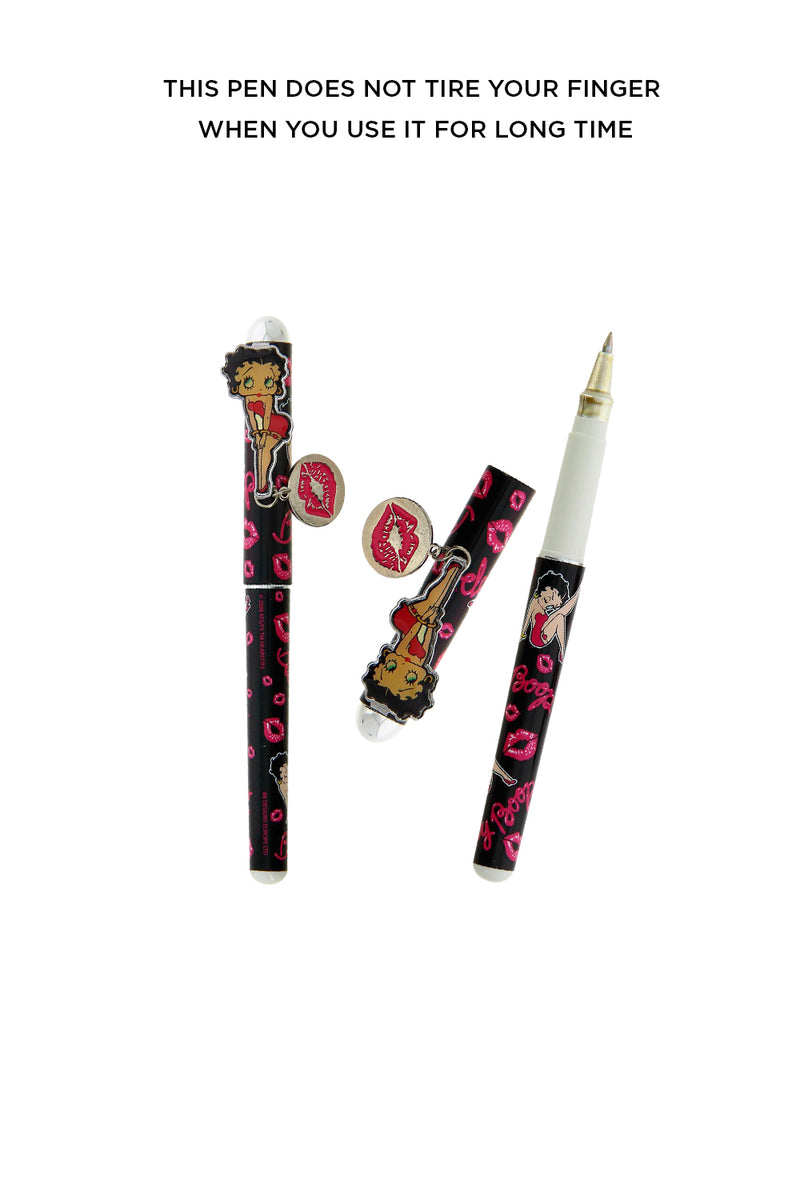 Betty Boop Black Heart Charm Pen