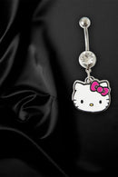 Hello Kitty White enamel belly Bar (Austrian Crystal)