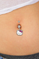 Hello Kitty White enamel belly Bar (Austrian Crystal)