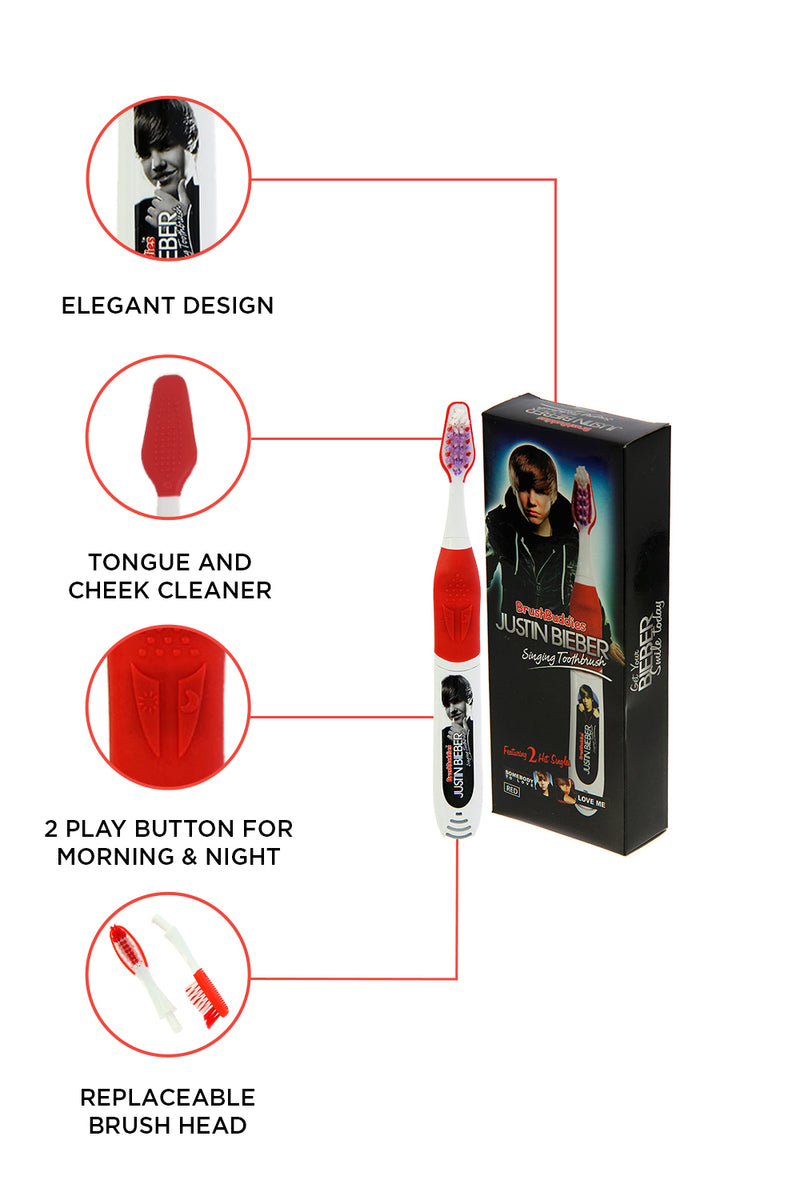 Brush Buddies Justin Bieber Singing Toothbrush (Somebody to Love and Love me)-RED