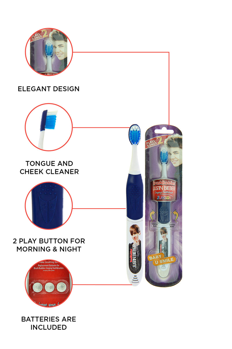Justin Bieber Singing Junior Toothbrush (Baby & U Smile) BLUE