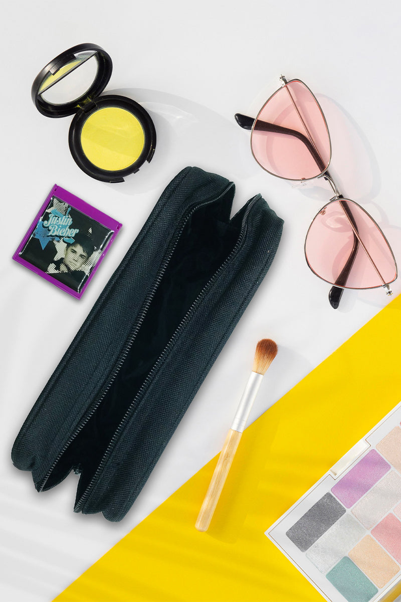 Justin Bieber Cosmetic Case Black With Zip And Compact Mirror Girls/Boys Gift Set