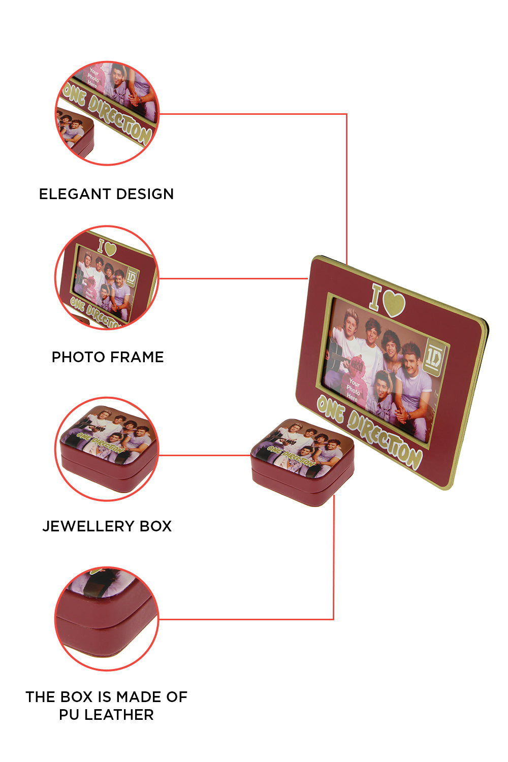 One Direction Photo frame and small Jewelry Box with Gift Pack ...