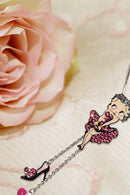 Betty Boop Cool Breeze Charm with Austrian Crystals Necklace 42 cm