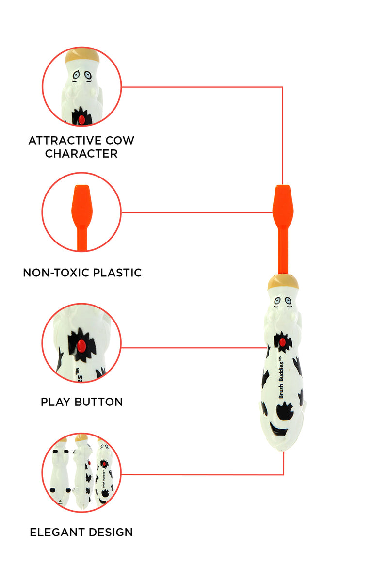 Brush Buddies Talkin Moo Reece (Cow)Toothbrush -Orange