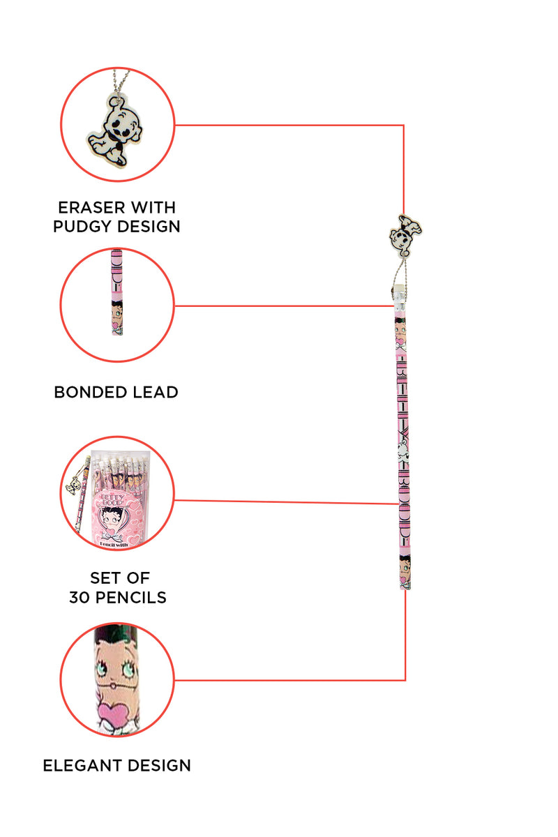 Betty Boop Pink Pencil with Eraser Set of 30
