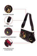 Betty Boop Mock Croc Purple Evening Handbag with flap like design on both sides with golden round metal design encrusted with purple diamante stone.It has a round metal design with Betty in stepping out pose on the flap closure from the top of the bag. Exclusively Available at Reliance Gifts www.reliancegifts.co.uk